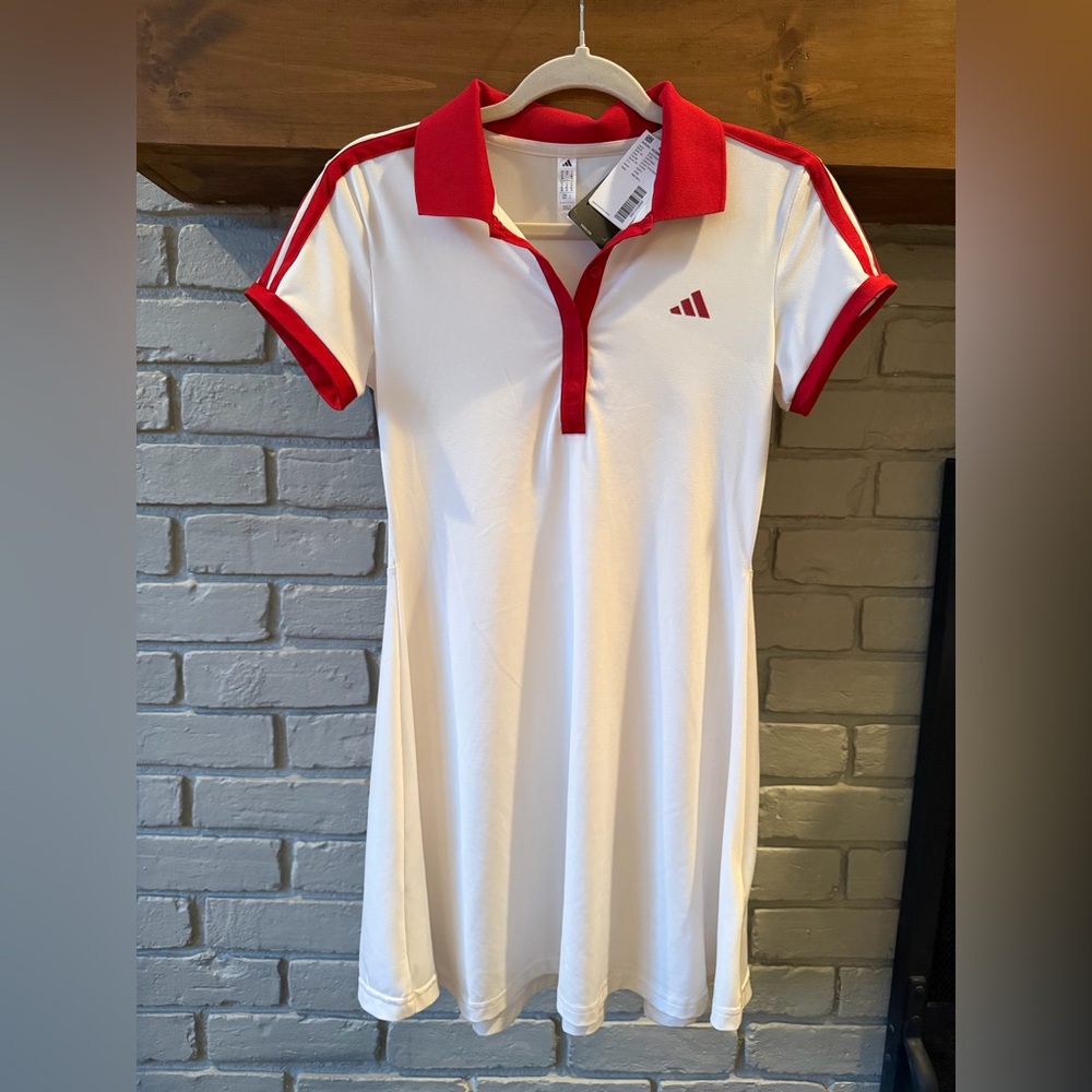 Adidas Red and White Polo Dress
